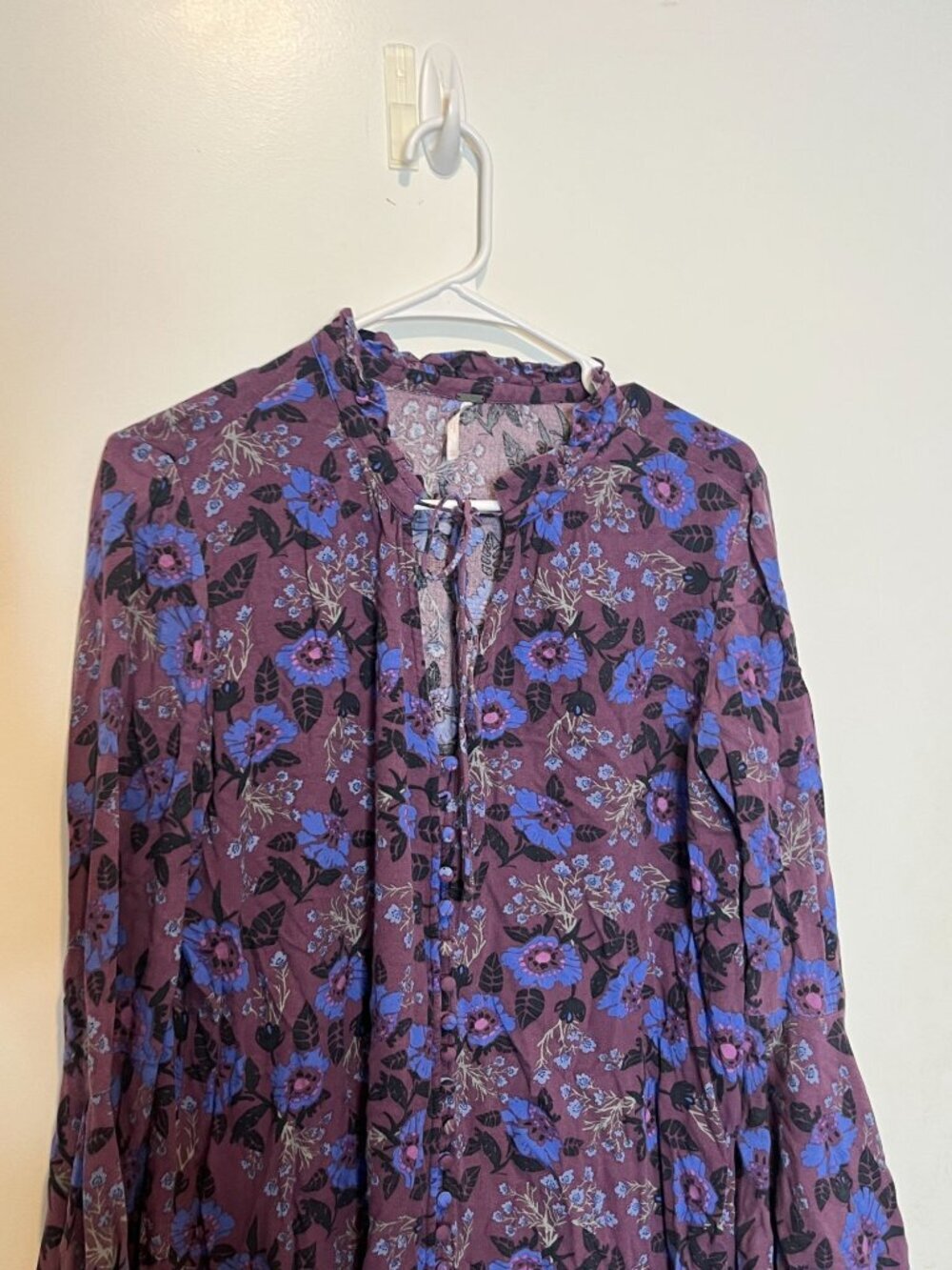 Free People Purple Floral Boho Magic Mystery Tunic Women XS - Picture 4 of 11